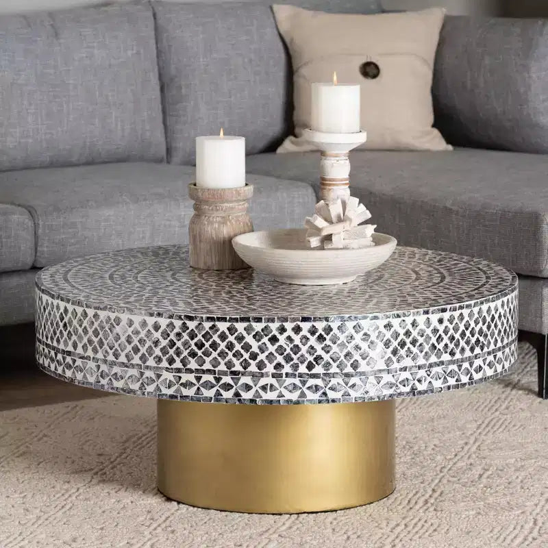 bali & pari Table basse en nacre capiz noire et blanche Idra Coastal