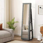 Costway Armoire à bijoux rotative à 360° 2-en-1 Organiseur miroir verrouillable Blanc/Noir/Marron foncé/Gris/Bleu/Rose/Violet/Gris foncé