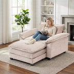 Fauteuil d'appoint surdimensionné en chenille EHMKNP avec pouf