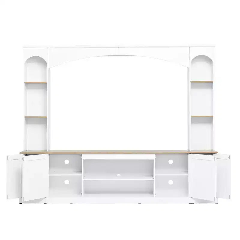 Mobile TV Whisen 91, Centro Intrattenimento ad Arco, Unità a Parete in Stile Rustico con Libreria, Effetto Legno per TV fino a 70 Pollici