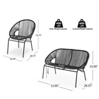 Christopher Knight Home Paoa Set Salotto da Esterno in 3 Pezzi Intrecciato con Struttura in Ferro (Tavolo Non Incluso)