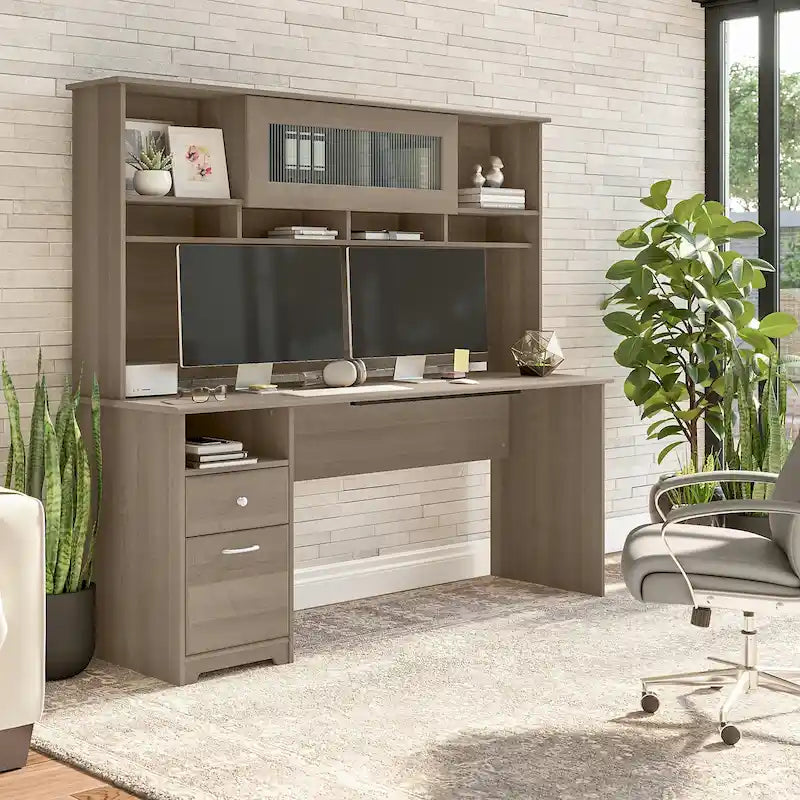 Scrivania per computer da 72" con libreria e cassetti di