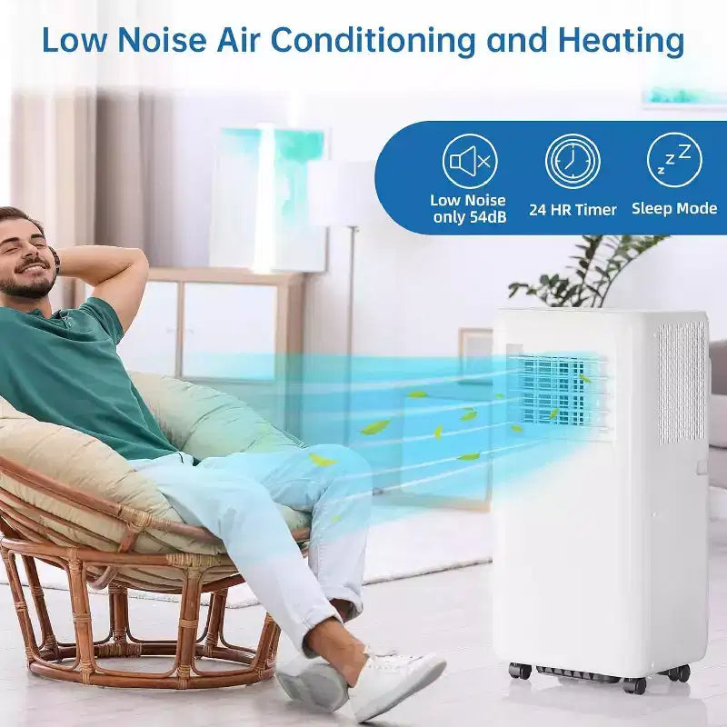 Climatiseur portable GustoWave 10000 BTU pour pièce jusqu'à 42 m² avec minuterie 24h, mode veille