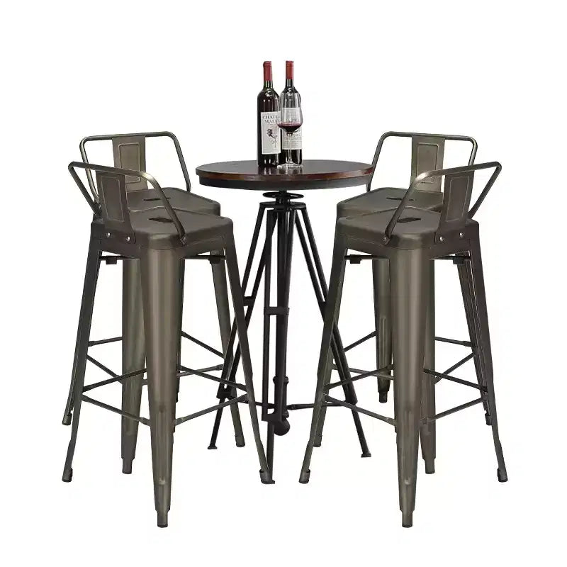 Costway Set di 4 Sgabelli da Bar in Metallo 76 cm, Altezza Bar, Industriali con Schienale Basso in Acciaio