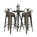 Costway Set di 4 Sgabelli da Bar in Metallo 76 cm, Altezza Bar, Industriali con Schienale Basso in Acciaio