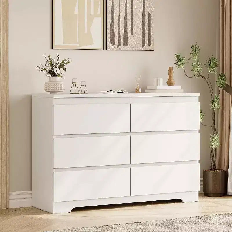 Cassettiera a 6 cassetti, comò moderno e semplice per camera da letto, bianco