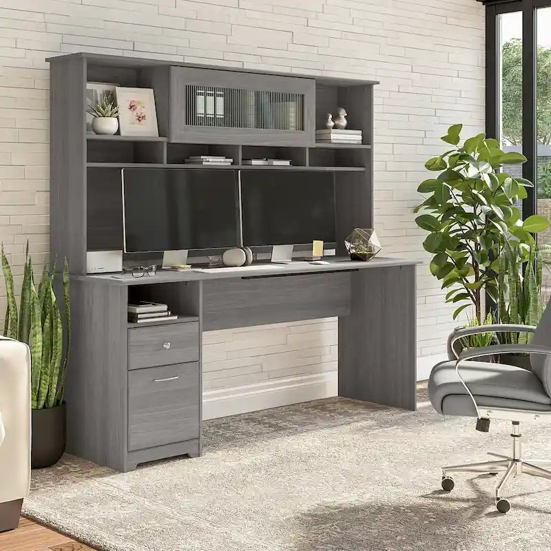 Scrivania per computer da 72" con libreria e cassetti di