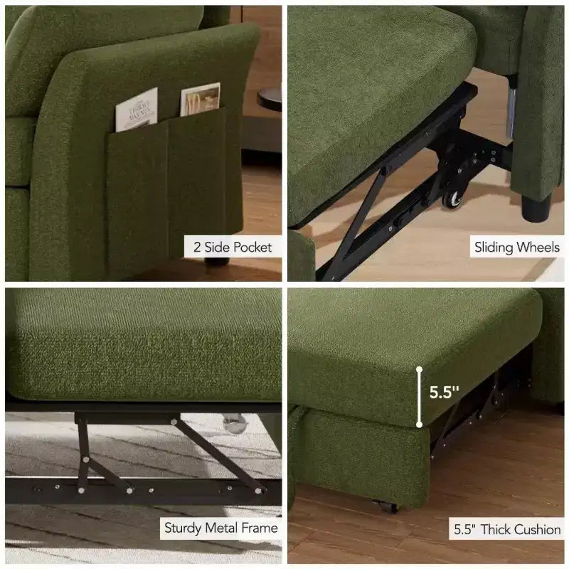 Dyonery 51 Divano Letto 3-in-1, Divanetto Convertibile con Letto Estraibile, Schienale Regolabile, Divano in Lino