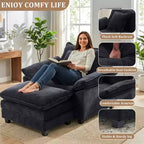 Fauteuil d'appoint surdimensionné en chenille EHMKNP avec pouf