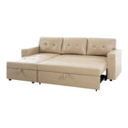Canapé d'angle réversible avec lit gigogne, méridienne de rangement, pieds durables,