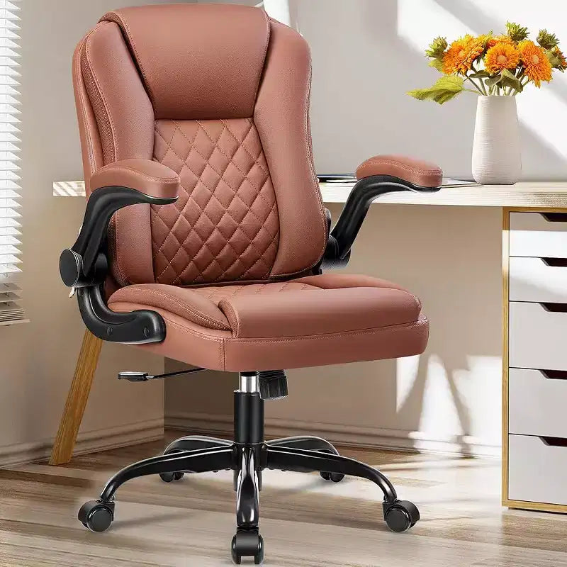 Sedia da Ufficio Direzionale KERDOM, Sedia da Ufficio Ergonomica in Pelle con Ruote