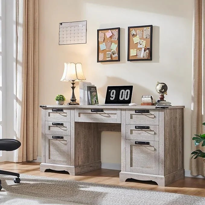 Scrivania direzionale da 60 pollici in stile rustico, scrivania per ufficio domestico in legno, scrivania per computer