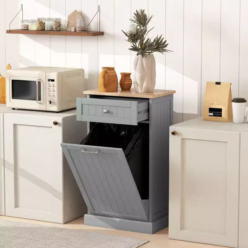 Mobile da cucina con pattumiera a ribalta, mobile per la raccolta differenziata indipendente, supporto per pattumiera con cassetto