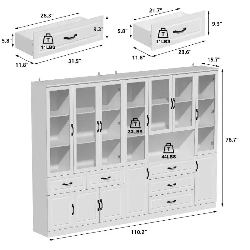 Famapy Armadio Combinato Grande con Ante in Vetro, Armadi Modulari