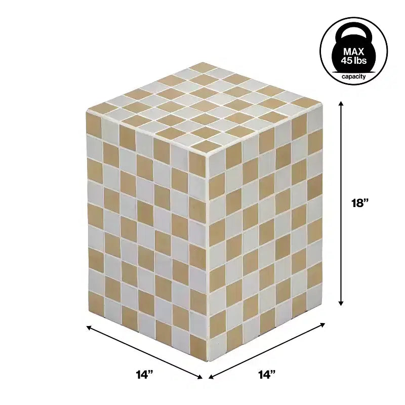Tavolino rettangolare moderno in ceramica piastrellata in stile bohémien