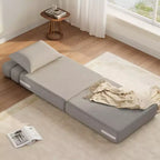 Fauteuil Convertible avec Oreiller, Futon Pliant avec Mousse à Mémoire de Forme et Housse en Lin Amovible pour Salon ou Chambre d'amis