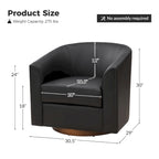 Chaise pivotante moderne Haley en similicuir avec piètement en bois massif, lot de 2 par HULALA HOME