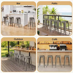 Yaheetech Lot de 4 Tabourets de Bar en Métal sans Dossier Hauteur Comptoir Chaises Empilables