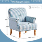 Fauteuil d'appoint avec accoudoirs roulés - Lot de 2 - Bleu/Gris/Marron