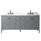 Mobile lavabo doppio Vanity Art 72 per bagno con piano in marmo composito