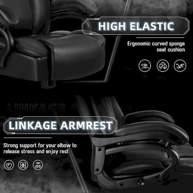 Sedia da Ufficio Direzionale Bossin Extra Large, 500 libbre, Ergonomica con Supporto Lombare Regolabile, Schienale Alto in Pelle PU, per Computer