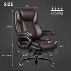 Sedia da Ufficio Direzionale Bossin Extra Large, 500 libbre, Ergonomica con Supporto Lombare Regolabile, Schienale Alto in Pelle PU, per Computer