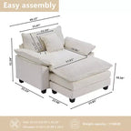 Fauteuil d'appoint surdimensionné en chenille EHMKNP avec pouf