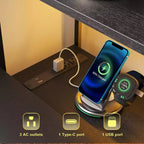 Scrivania per computer a L da 47" con 6 cassetti e mensole a 5 ripiani, scrivania angolare reversibile da gaming con luci LED e prese di corrente