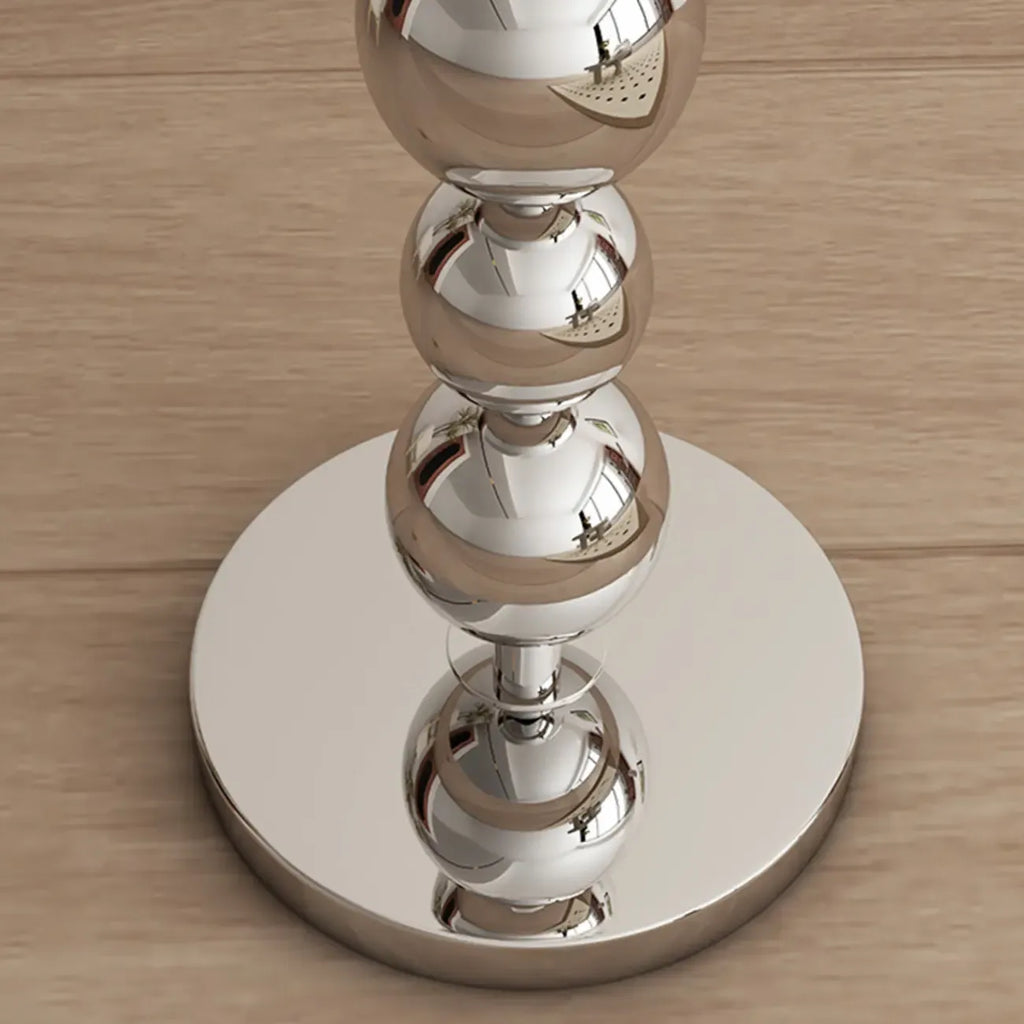 Lampadaire moderne décoratif à boules superposées avec abat-jour en tissu