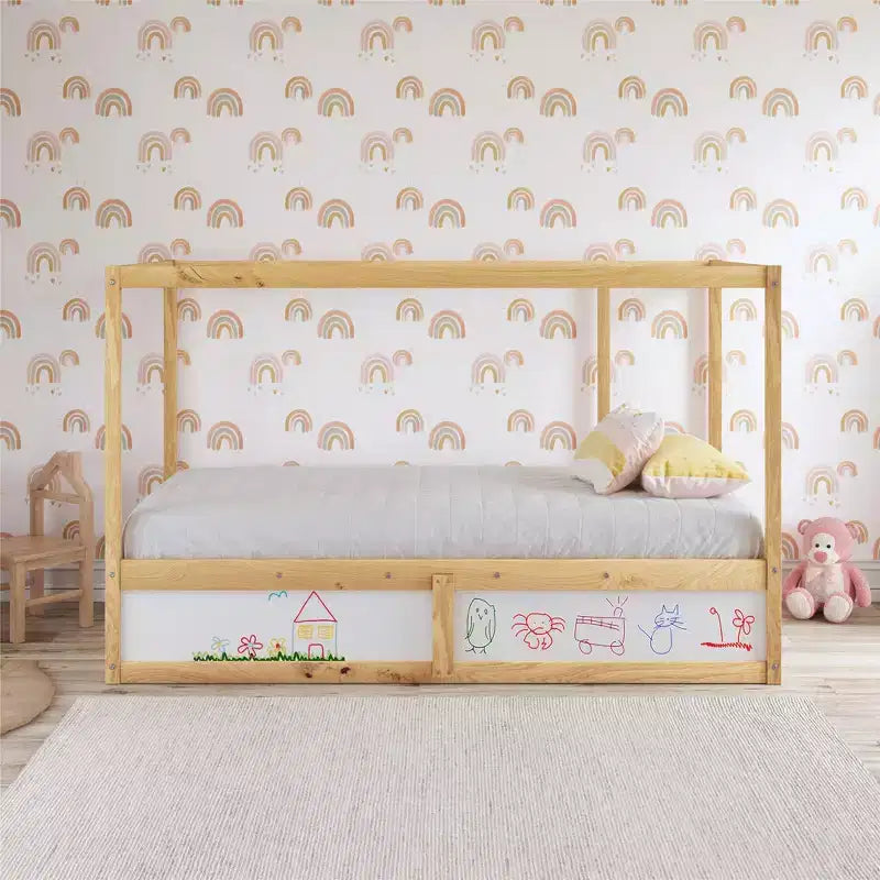 Lettino trasformabile 3 in 1 per bambini Max & Finn Saffiano, naturale/bianco