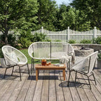 Christopher Knight Home Paoa Set Salotto da Esterno in 3 Pezzi Intrecciato con Struttura in Ferro (Tavolo Non Incluso)