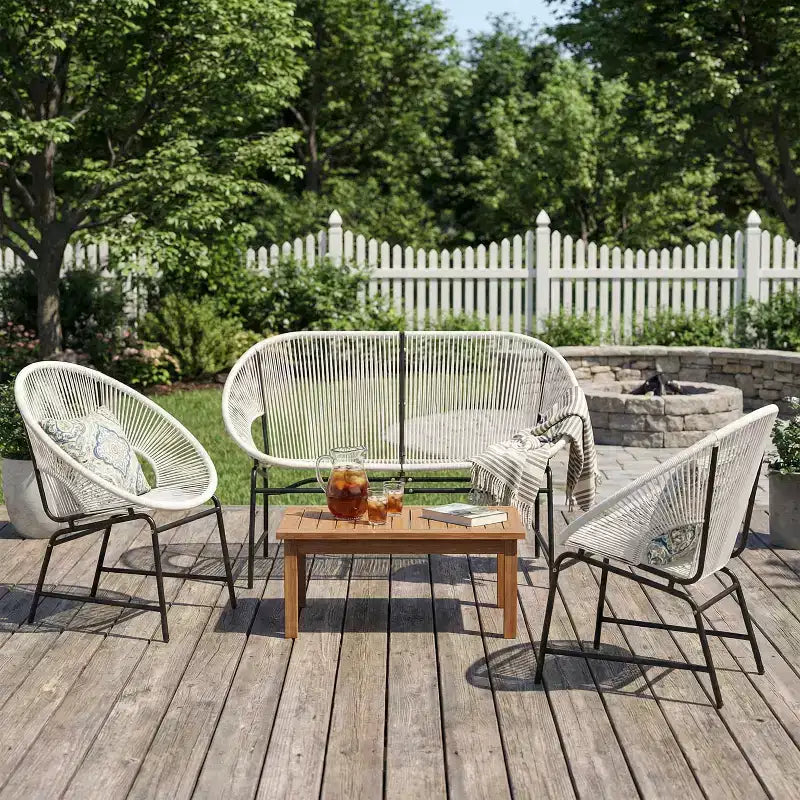 Christopher Knight Home Paoa Set Salotto da Esterno in 3 Pezzi Intrecciato con Struttura in Ferro (Tavolo Non Incluso)