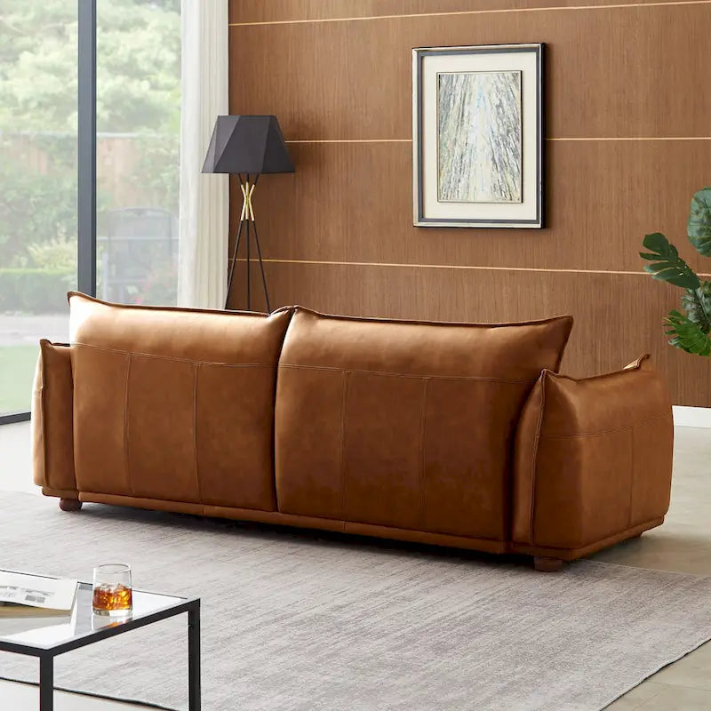 Divano in vera pelle di lusso Manar Mid-Century Modern