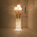 Lampada da terra in rattan LED a colonna con spina per soggiorno