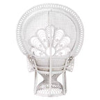 bali & pari Ediva Fauteuil d'appoint paon en rotin naturel blanc : Polyester rembourré, aucun assemblage requis