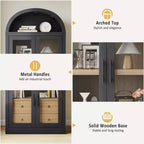 Libreria alta ad arco GustoWave 71.4 con 4 ante e 2 cassetti, armadietto espositivo profondo 15.8 con ripiani, scaffale in legno