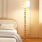 Lampadaire moderne décoratif à boules superposées avec abat-jour en tissu