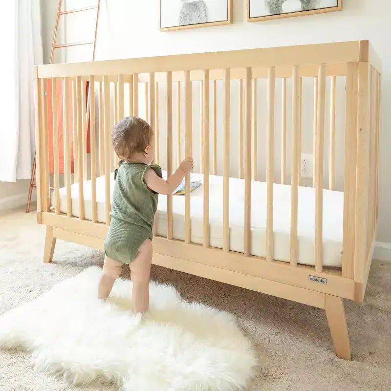 Culla Convertibile 3-in-1, in Solido Legno di Faggio Europeo, Certificata GREENGUARD Gold, Fabbricata in Italia