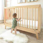Culla Convertibile 3-in-1, in Solido Legno di Faggio Europeo, Certificata GREENGUARD Gold, Fabbricata in Italia