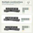 Canapé-lit modulaire sectionnel Whisen 270 - 6 places en forme de L avec pouf de rangement, canapé en chenille, personnalisable pour salon et appartement