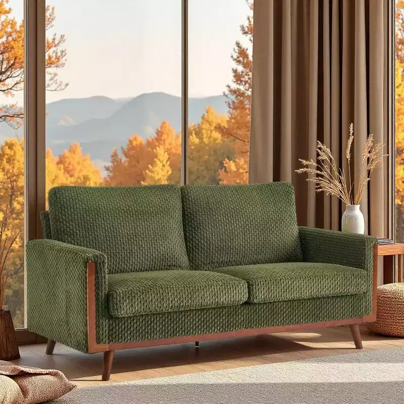 VINGLI Divanetto comodo in stile Mid-Century da 172 cm (68' W), divano a due posti con supporto a molla e struttura in legno massello, piccolo divano in tessuto a coste