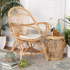 Jayden Fauteuil d'Appoint Rembourré en Tissu et Rotin Blanc/Naturel - bali & pari