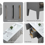 Mobile lavabo doppio Vanity Art 72 per bagno con piano in marmo composito