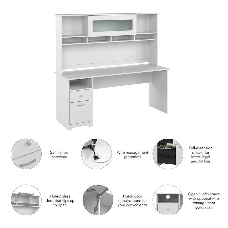 Scrivania per computer da 72" con libreria e cassetti di
