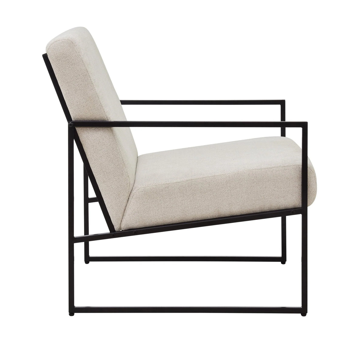 Fauteuil d'appoint moderne en tissu beige clair avec design compact pour salon