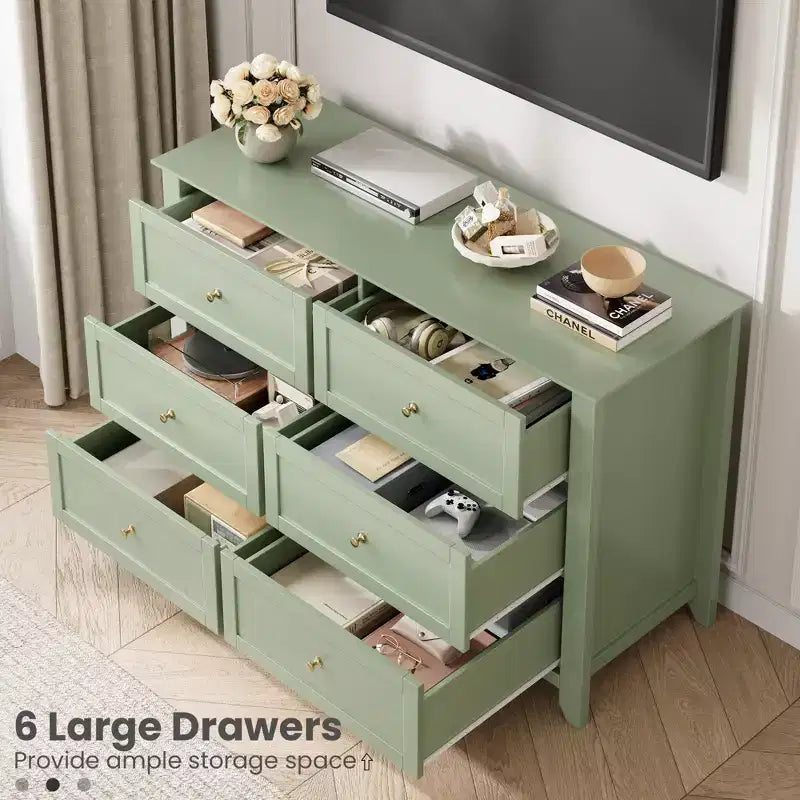 Commode 6 tiroirs, commode haute en bois avec tiroirs profonds, meuble de rangement avec poignées métalliques pour entrée, couloir, salon, chambre d'enfants, placard