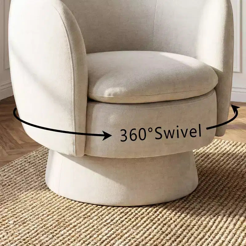 Set di 2 moderne poltrone girevoli a botte con tessuto imbottito, poltrona da salotto girevole a 360 gradi per soggiorno, camera da letto - Panipeachy