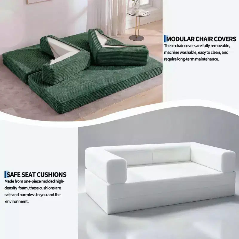 80,7 Divano letto trasformabile 5 in 1 – Velluto a coste, 544 kg, Nessun assemblaggio