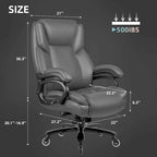 Sedia da Ufficio Direzionale Bossin Extra Large, 500 libbre, Ergonomica con Supporto Lombare Regolabile, Schienale Alto in Pelle PU, per Computer