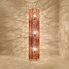 Lampada da terra in rattan LED a colonna con spina per soggiorno